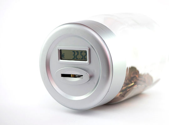 Smart Safe Jar Money Box Plastic Transparent 12x12x17cm