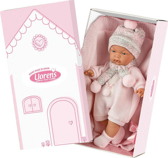 Llorens Juan Baby Doll Joelle That Cries With Pink Blanket For 3+ Years 38 cm