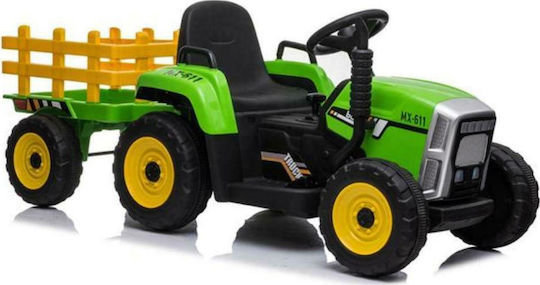 Kids 6V Electric Ride On Tractor with Trailer Green