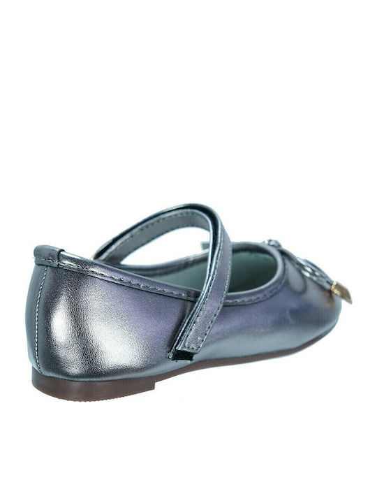 Kids Ballerinas with Hoop & Loop Closure Gray