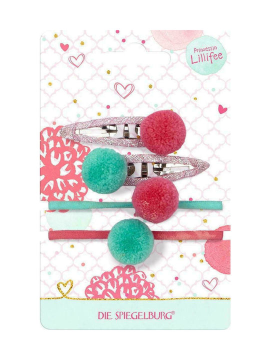 Die Spiegelburg Pom Pom Lillifee Set of Kids Hair Clips with Hair Clip / Rubber Band 4pcs 15784