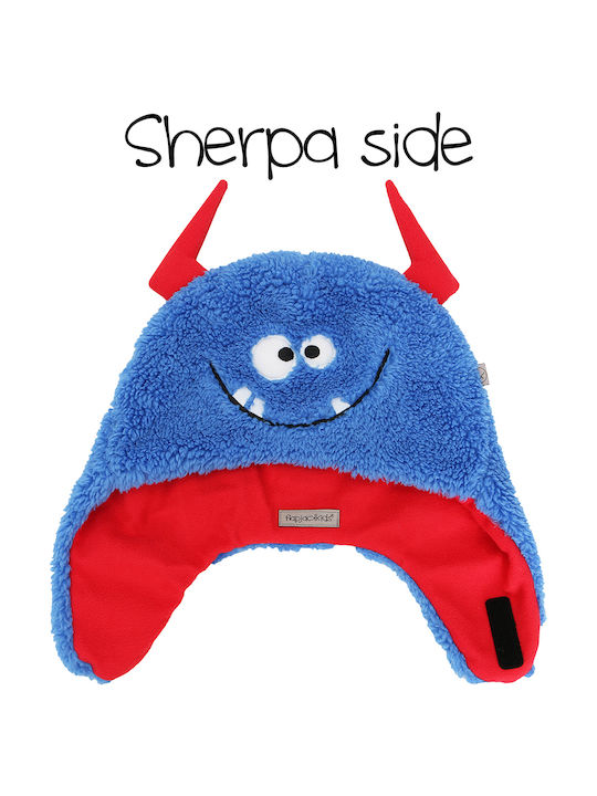 Flapjackkids Monsters Kids Beanie Double Sided Fabric Blue