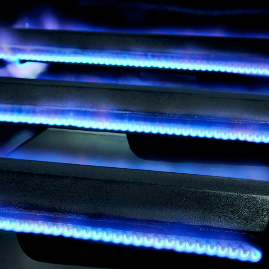 1200S Grătar pe gaz Din fontă Grătar și Placă cu 5 buc 22.3kW și Arzător Lateral