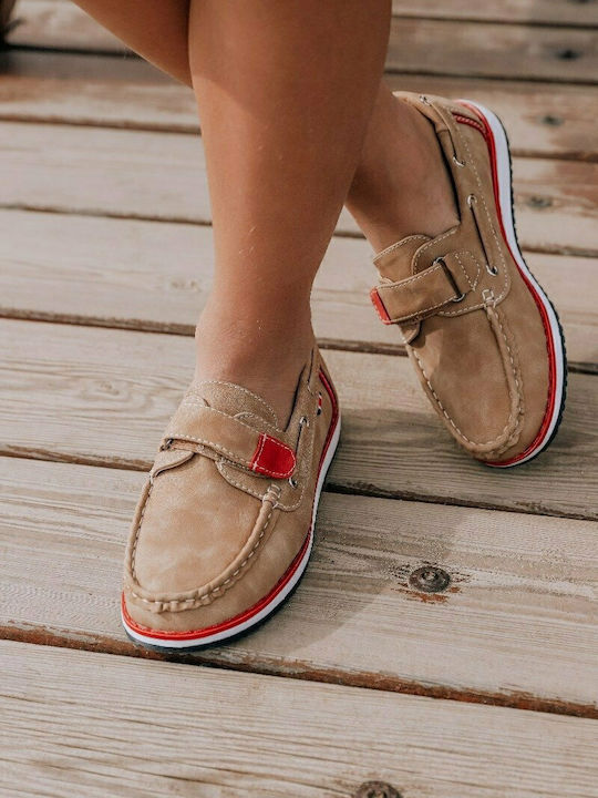 Boys Anatomic PU Leather Moccasins with Velcro Tabac Brown