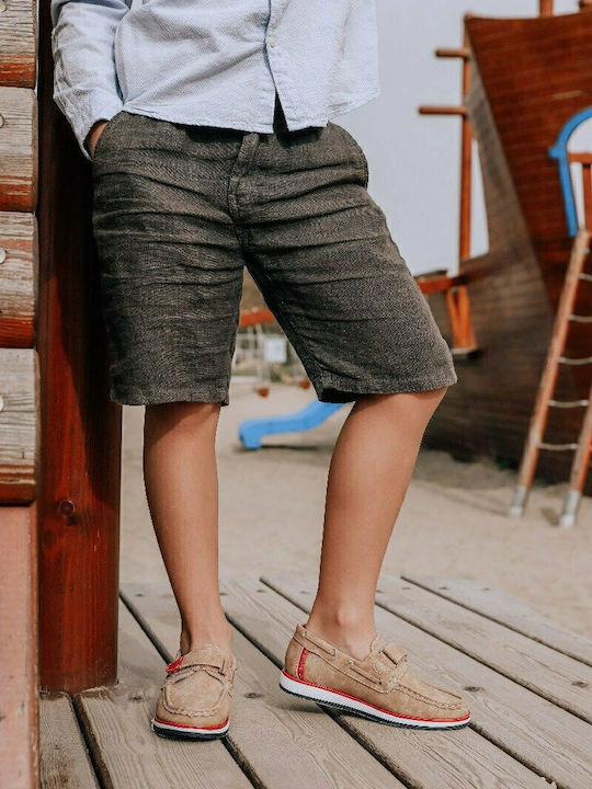 Boys Anatomic PU Leather Moccasins with Velcro Tabac Brown