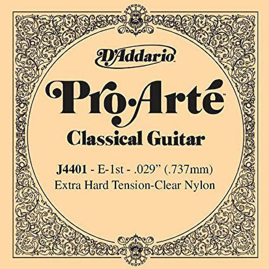 Daddario Einzelne Nylon Saite für Klassische Gitarre Pro-Arté Classical Single Klarer Nylon 1. Extra Hard Spannung .0290"