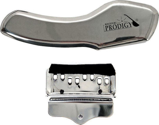 Prodigy Bouzouki Tailpiece/Armrest Polished Steel Set Right Handed