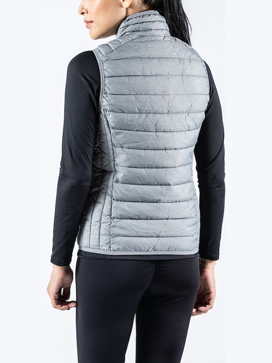 GSA Puffy Women's Short Puffer Jacket for Spring or Autumn Silver