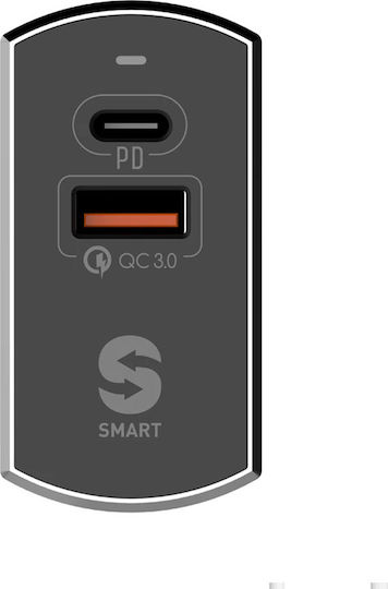 Ldnio Charger with USB-A Port and USB-C Port and Cable micro USB Quick Charge 3.0 Blacks (A2502Q)