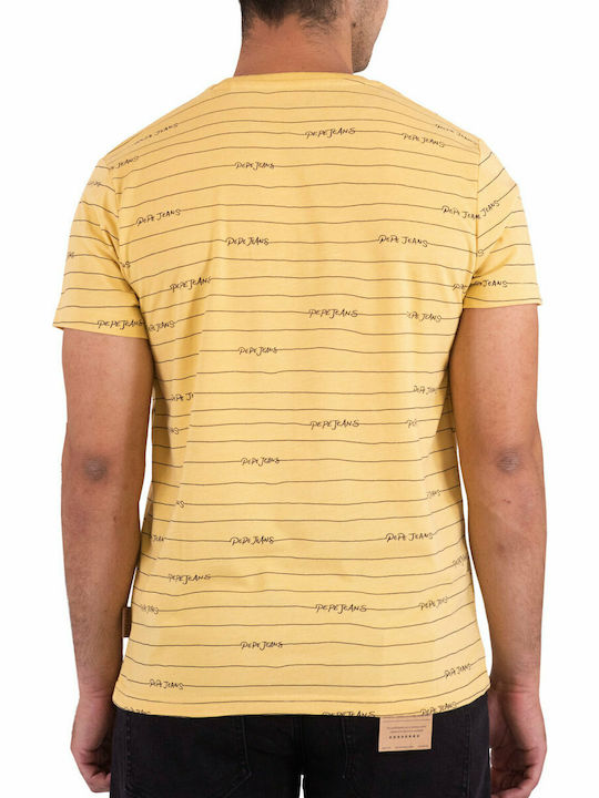Pepe Jeans Ανδρικό T-shirt Με Ρίγες Χρυσό