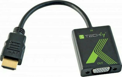 Techly Konverter HDMI männlich zu VGA weiblich Schwarz 1Stück (IDATA-HDMI-VGA2)