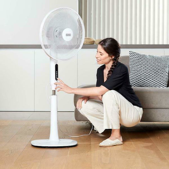 Black & Decker Black & Decker Pedestal Fan 50W 40cm Diameter with Remote Control White