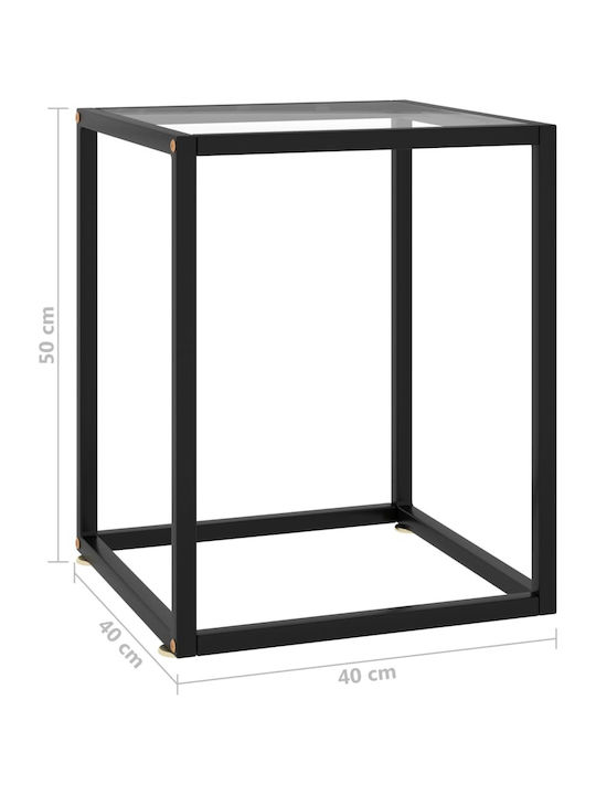 Square Glass Side Table Black M40xW40xH50cm
