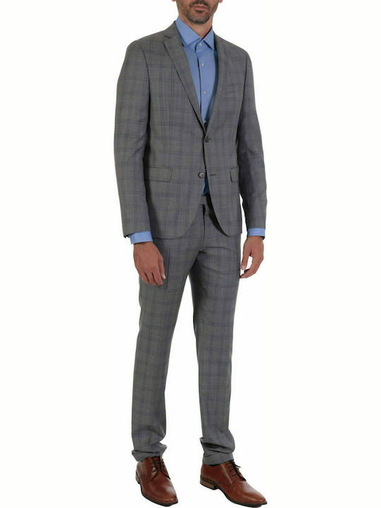 TOM FRANK SUIT CARO MAD 1 SUPER 130S REDA GREY-BLUE