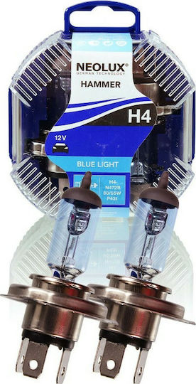 Neolux Lamps Car Blue Light H4 Halogen 4000K Natural White 12V 60W 2pcs