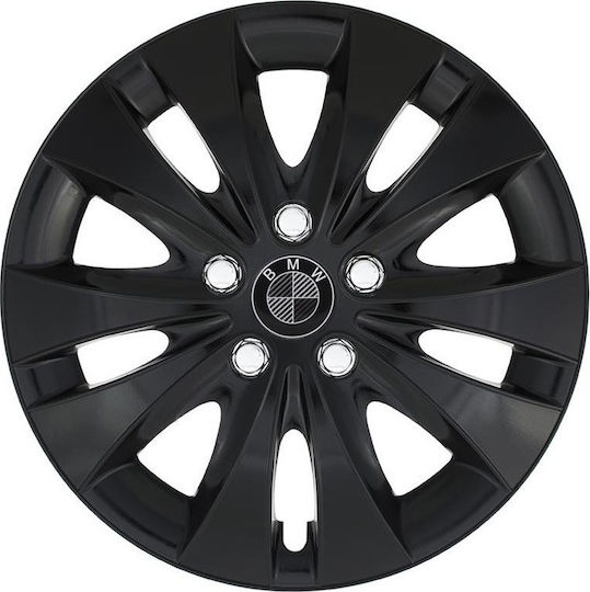 Jestic Σετ Τάσια Αυτοκινήτου Storm X με σήμα BMW Carbon 4τμχ 15" Μαύρο