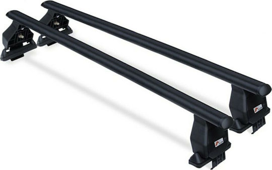 Menabo Car Roof Bars Metallic 112cm for Alfa Romeo Giulia 4D for Cars with Factory Roof Bars Set with Roof Rack Legs Black