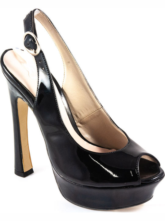 Sante Peep Toe Stiletto Black High Heels