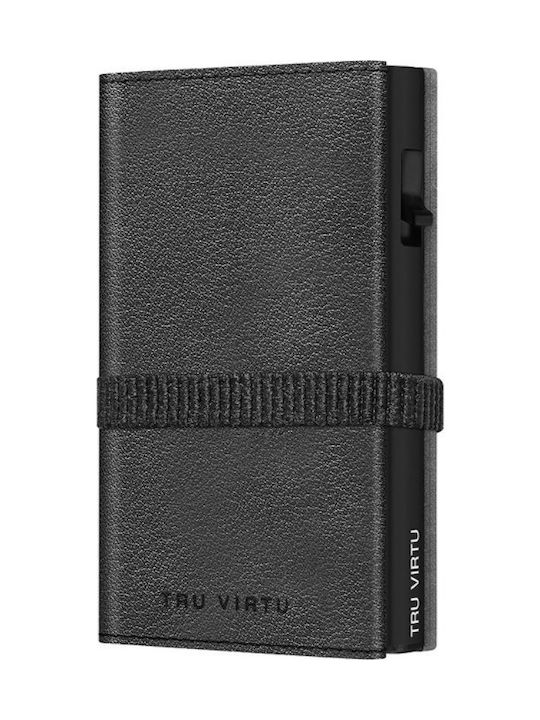 Tru Virtu Click Slide Strap Men's Leather Card Wallet with Slide Mechanism Black