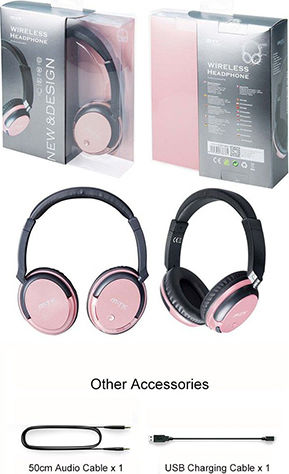 Moveteck CT875 Kabellose Bluetooth Über Ohr Kopfhörer Rosa