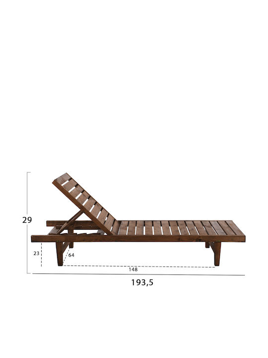 Градински Шезлонг Дървен Кестеняв 193.5x65x29см