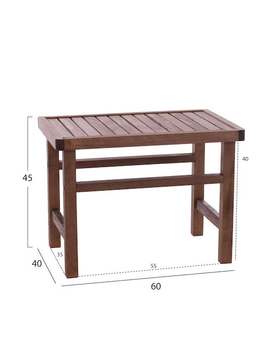 Wooden Outdoor Stool Koli Walnut 60x40x45cm