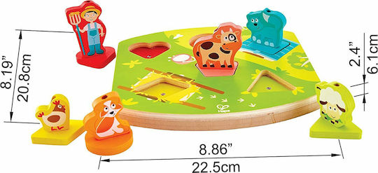 Wooden Kids Peg Puzzle Farmyard Sound Puzzle for 1.5+ years+ Years 7pcs Hape