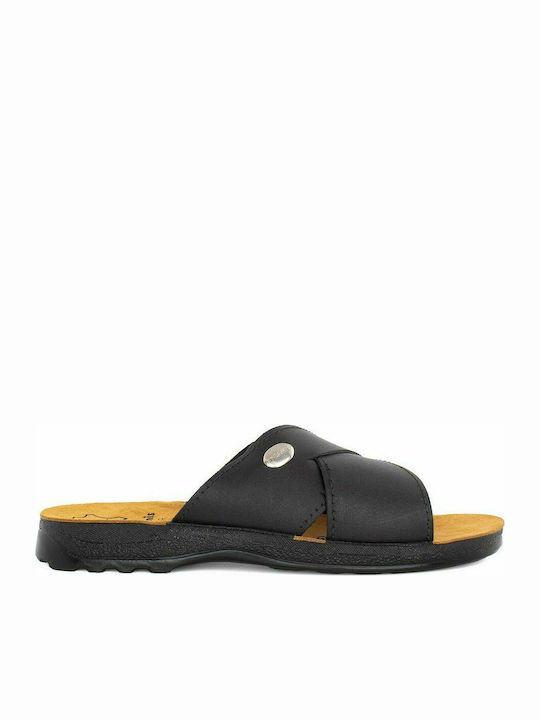 Pyramis T-123L Men's Leather Sandals Black