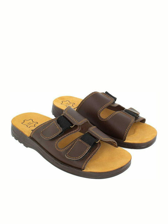 Pyramis T-128L Men's Leather Sandals Brown