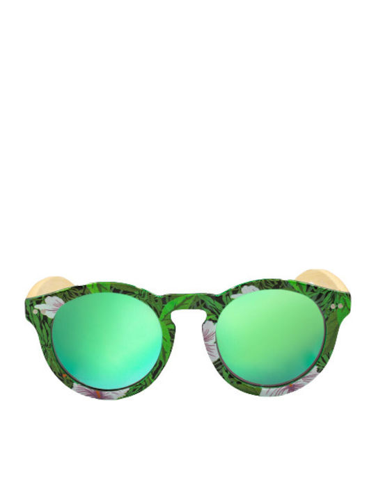 Frog Optical Women's Sunglasses with Green Acetate Frame and Green Polarized Mirrored Lenses AS117