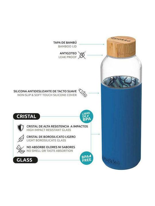 Quokka Eco-friendly Glass Water Bottle with Screw Cap Flow Blue 660ml