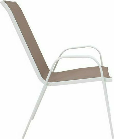 Scaun De Exterior Metalic Calan Alb / Maro 55x75x95cm