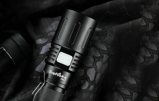 Superfire Rechargeable Flashlight LED IP34 with Maximum Brightness 1500lm Black