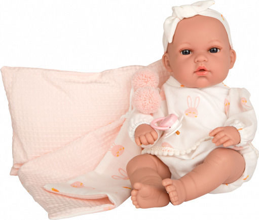 Munecas Arias Baby-Puppe mit Dundu und Kissen 33 cm
