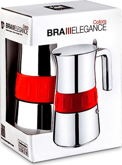 Bra Elegance Кафеварка За Еспресо 6 Чаши Inox Червена