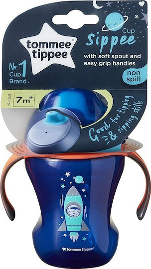 Tommee Tippee Căniță pentru copii cu Mânere și Pai Trainer Sippee Cup 230ml din Plastic Albastru 230ml pentru 7m+m+