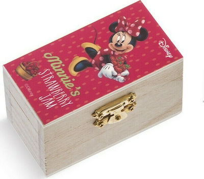 Bombonieră de Botez cu Cutie Minnie Φράουλες din Lemn 10.5x7cm