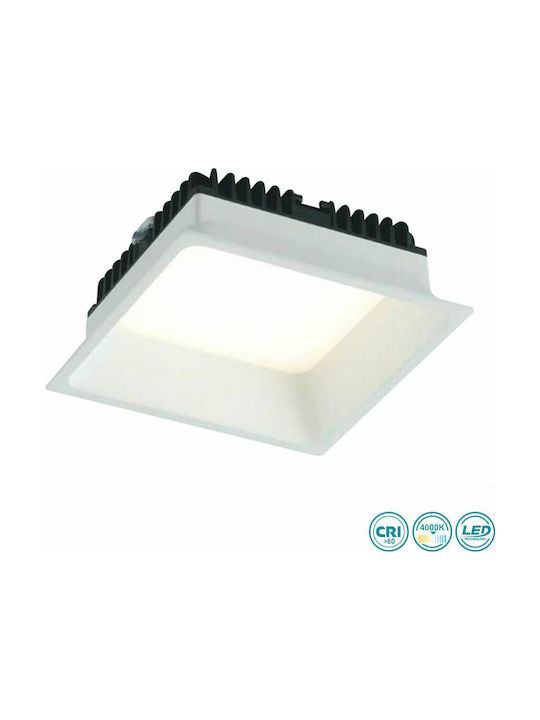 Fan Europe Xantomq145 Spot Încorporat Pătrat Metalic cu LED Încorporat și Lumină Alb Natural Alb 14.5x14.5cm