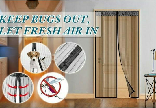 Magic Mesh Pet Friendly Door Mosquito Net with Velcro with Magnetic Clasp from Black Polyester 210x100cm