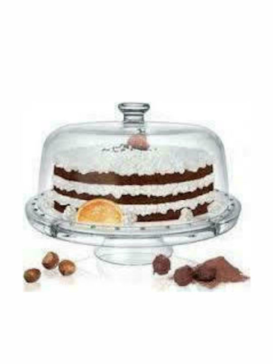 Borgonovo Transparent Glass Pedestal Cake Stand with Lid Palladio 31x31cm