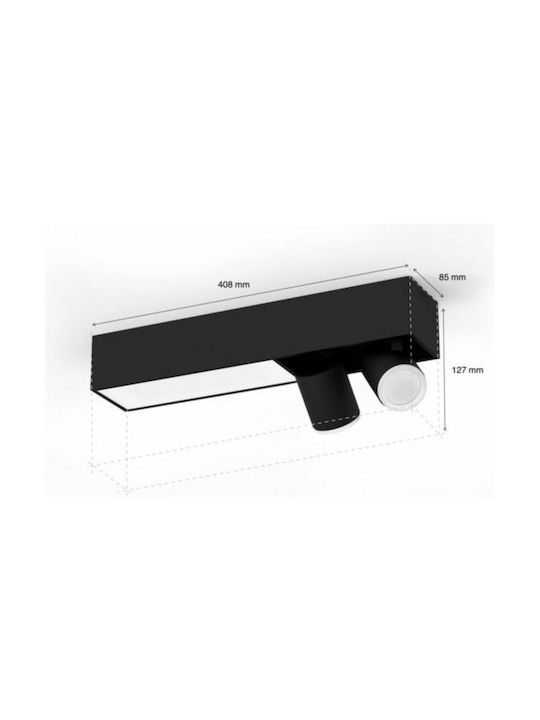 Philips Centris Διπλό Σποτ με Ντουί GU10 σε Μαύρο Χρώμα
