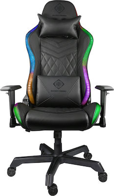 Deltaco RGB Line Artificial Leather Gaming Chair with Adjustable Armrests and RGB Lighting Black