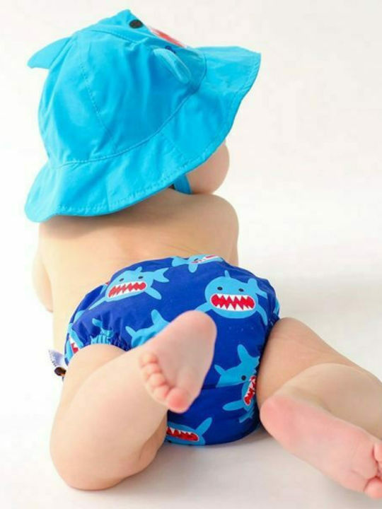 Zoocchini Kids' Hat Bucket Fabric Sunscreen Shark Light Blue