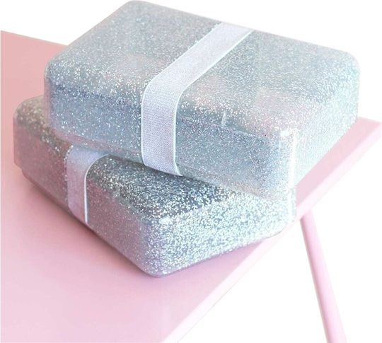 A Little Lovely Company Kids Lunch Plastic Box Silver L18xW12xH6cm