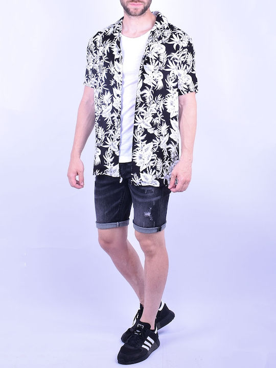 Short Sleeve Shirt With Prints Black