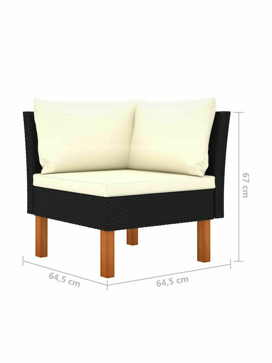 Canapea de colț Exterior Rattan cu Perne 129x64.5x67cm