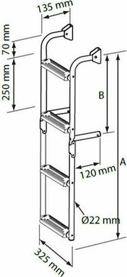 Lalizas 5 Steps Folding Boat Ladder Stainless Steel 316 Ladder with 5 Folding Steps 90⁰