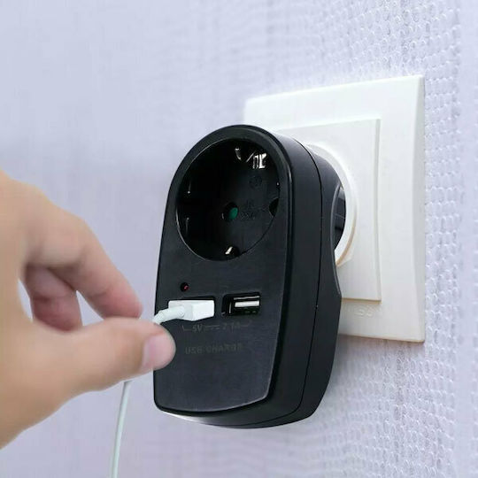 V-TAC Einzelne Steckdose mit 2 USB-A und Kabel 1.5m