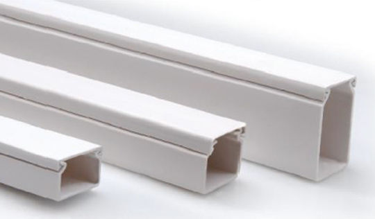 Kassinakis Kabelkanal mit Aufkleber aus Kunststoff 25x25mm Weiß Set 2Stück