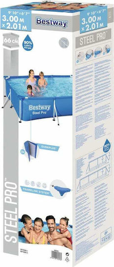 Bestway Басейн PVC 3300л с Метална Рамка 300x201x66см Светлосин